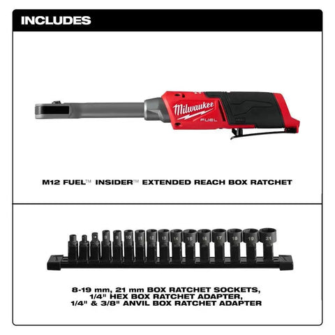 Milwaukee 3050-20 M12 FUEL INSIDER Extended Reach Box Ratchet