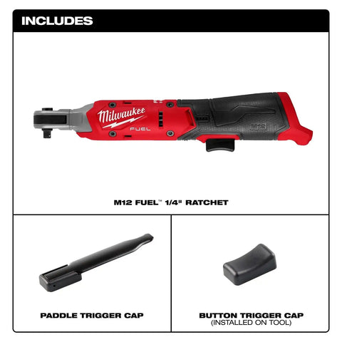 Milwaukee 3052-20 M12 FUEL 1/4 Inch Cordless Ratchet, 550 RPM, 45 ft-lbs, Compact Head (Bare Tool)