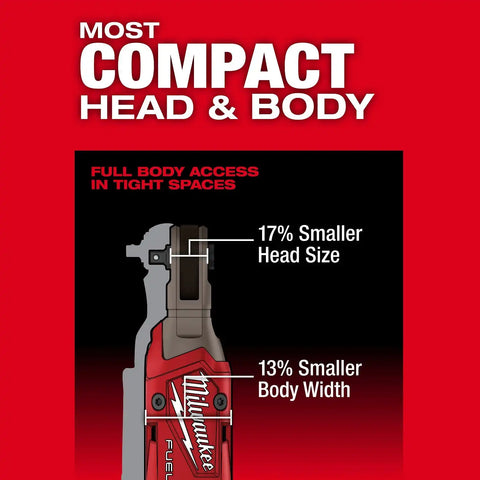 Milwaukee 3052-20 M12 FUEL 1/4 Inch Cordless Ratchet, 550 RPM, 45 ft-lbs, Compact Head (Bare Tool)