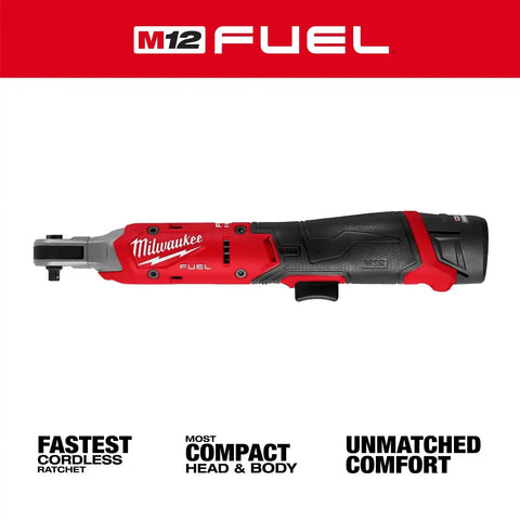 Milwaukee 3052-21 M12 FUEL 1/4 Inch Ratchet Kit with 550 RPM and 45 ft-lbs Max Torque (1 Battery)