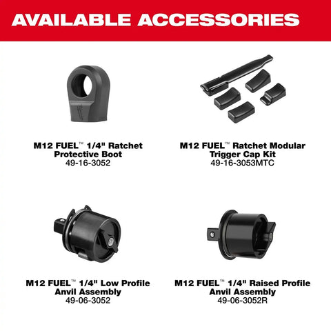 Milwaukee 3052-21 M12 FUEL 1/4 Inch Ratchet Kit with 550 RPM and 45 ft-lbs Max Torque (1 Battery)