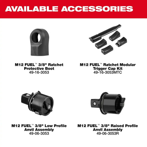 Milwaukee 3053-20 M12 FUEL 3/8 Inch Cordless Ratchet Bare Tool (No Battery or Charger)