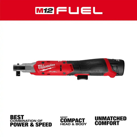 Milwaukee 3053-21 M12 FUEL 3/8 inch Cordless Ratchet Kit with Brushless Motor and 70 ft-lbs Torque (2.5Ah Battery)