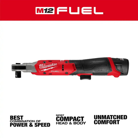 Milwaukee 3054-21 M12 FUEL 1/2 Inch Ratchet Kit with 80 ft-lbs torque and 300 RPM (2.5Ah Battery)
