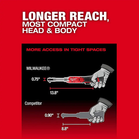 Milwaukee 3058-21 M12 FUEL 1/4" Extended Reach Ratchet Kit with 2.5Ah Battery and Charger