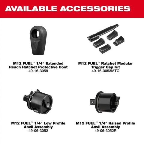 Milwaukee 3058-21 M12 FUEL 1/4" Extended Reach Ratchet Kit with 2.5Ah Battery and Charger