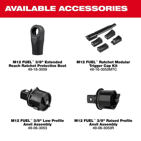 Milwaukee 3059-21 M12 FUEL 3/8" Extended Reach Ratchet Kit with 2.5Ah Battery and Charger