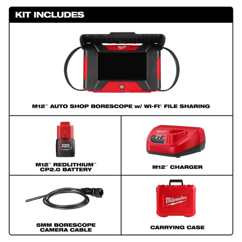 Milwaukee 3151-21 M12 Auto Shop Borescope with Wi-Fi File Sharing Kit