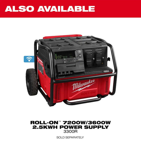 Milwaukee 3301R ROLL-ON 7200W 3600W 6.0kWh Portable Power Supply with Integrated Battery