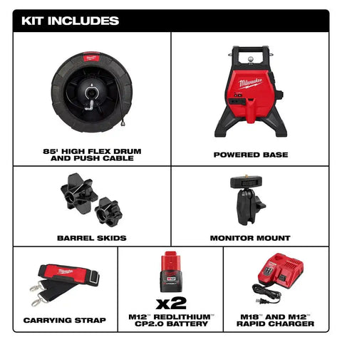 Milwaukee 3318-22B M12 85’ High Flex Compact Inspection Camera Kit