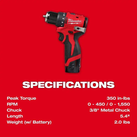 Milwaukee 3401-22 M12 Subcompact Brushless 3/8" Drill/Driver Kit
