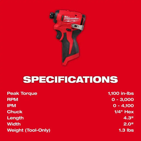 Milwaukee 3450-20 M12 Subcompact Brushless 1/4" Hex Impact Driver