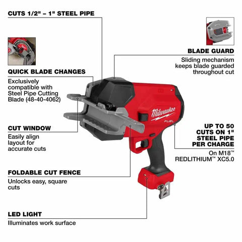 Milwaukee 3469-20 M18 FUEL ½”-1” Steel Pipe Cutter