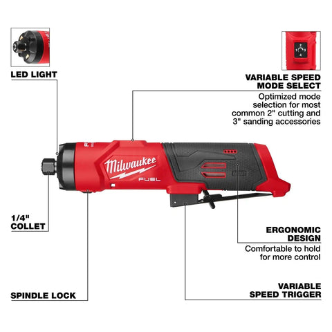 Milwaukee 3486-20 M12 Fuel 1/4" Cordless Brushless Straight Die Grinder Bare Tool