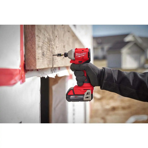 Milwaukee 3650-21CT M18 18V Compact Brushless 1/4" Hex Impact Driver Kit 4.4" L x 2.1" W (1 2.0Ah Battery, 1 Charger, 1 Contractor Bag)