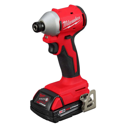 Milwaukee 3650-21CT M18 18V Compact Brushless 1/4" Hex Impact Driver Kit 4.4" L x 2.1" W (1 2.0Ah Battery, 1 Charger, 1 Contractor Bag)