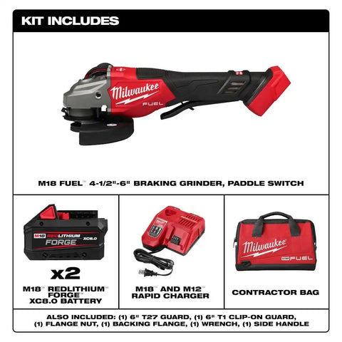Milwaukee 3670-22 M18 FUEL 4-1/2"-6" Braking Grinder, Paddle Switch Kit