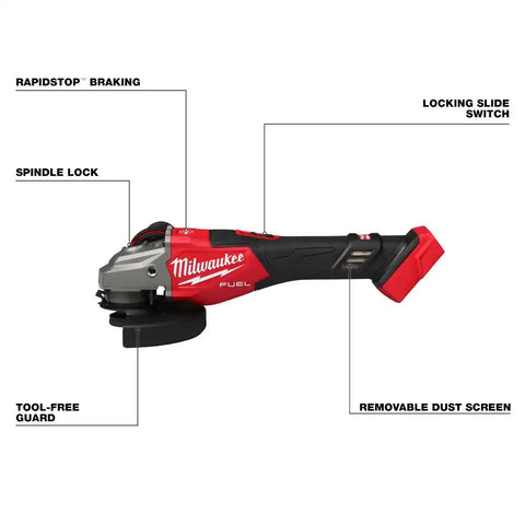 Milwaukee 3671-20 M18 FUEL 4-1/2"-6" Braking Grinder, Slide Switch
