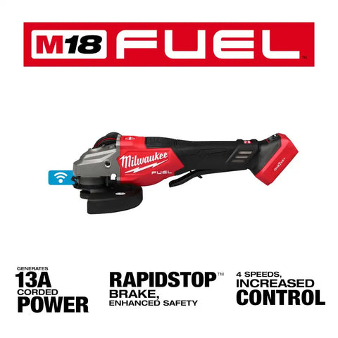 Milwaukee 3672-20 M18 FUEL 4-1/2"-6" Variable Speed Braking Grinder, Paddle Switch w/ ONE-KEY