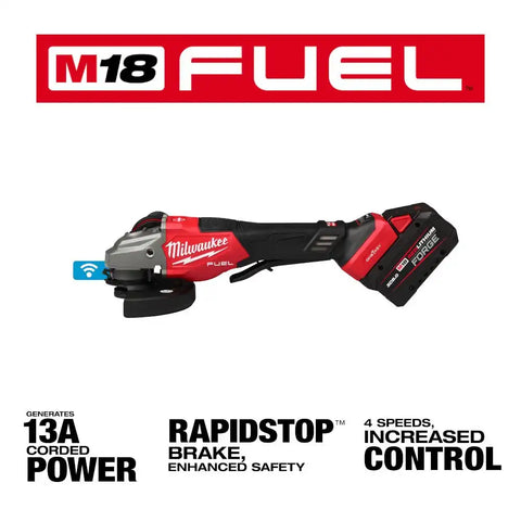 Milwaukee 3672-22 M18 FUEL 4-1/2"-6" Variable Speed Braking Grinder, Paddle Switch w/ ONE-KEY Kit
