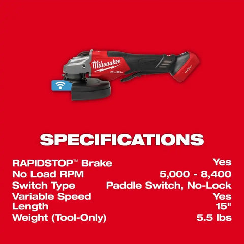 Milwaukee 3674-20 M18 FUEL 7" Variable Speed Braking Grinder