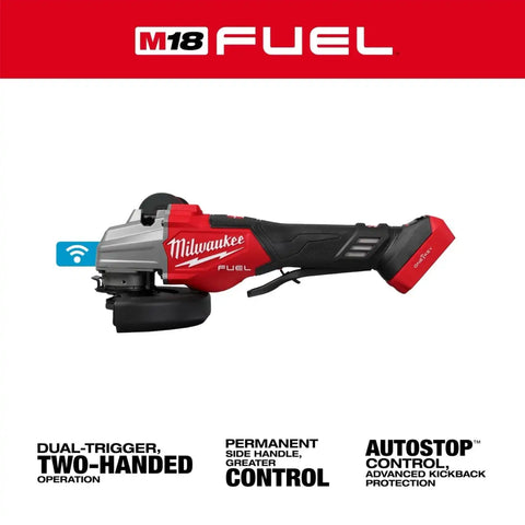 Milwaukee 3676-20 M18 FUEL 4-1/2 to 6 in. Dual-Trigger Variable Speed Braking Angle Grinder, Paddle Switch w/ ONE-KEY