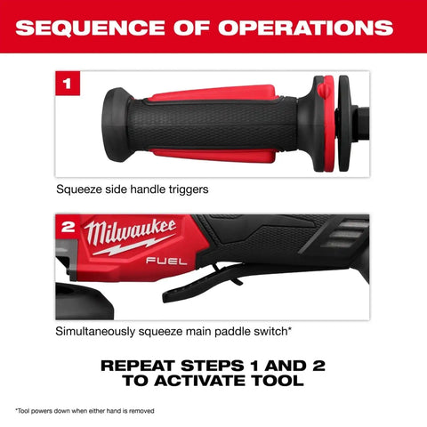 Milwaukee 3676-20 M18 FUEL 4-1/2 to 6 in. Dual-Trigger Variable Speed Braking Angle Grinder, Paddle Switch w/ ONE-KEY