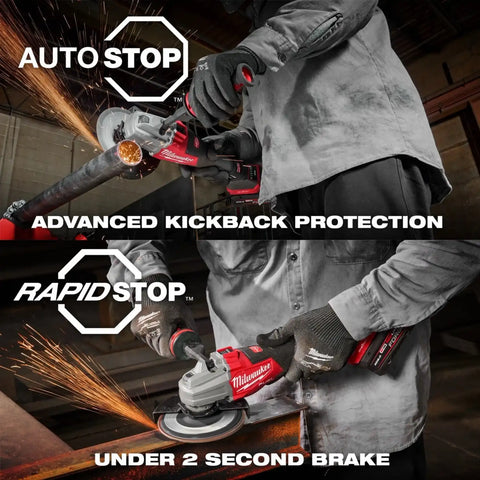 Milwaukee 3676-20 M18 FUEL 4-1/2 to 6 in. Dual-Trigger Variable Speed Braking Angle Grinder, Paddle Switch w/ ONE-KEY