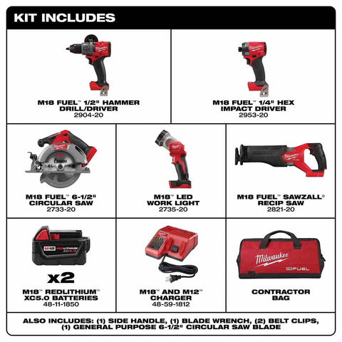 Milwaukee 3697-25 M18 FUEL 5-Tool Combo Kit