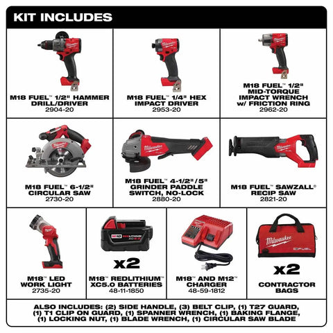 Milwaukee 3697-27 M18 Fuel 7-Tool Combo Kit