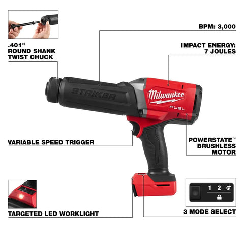 Milwaukee 3771-20 M18 FUEL Striker 0.401" Round Shank Cordless Hammer Chisel