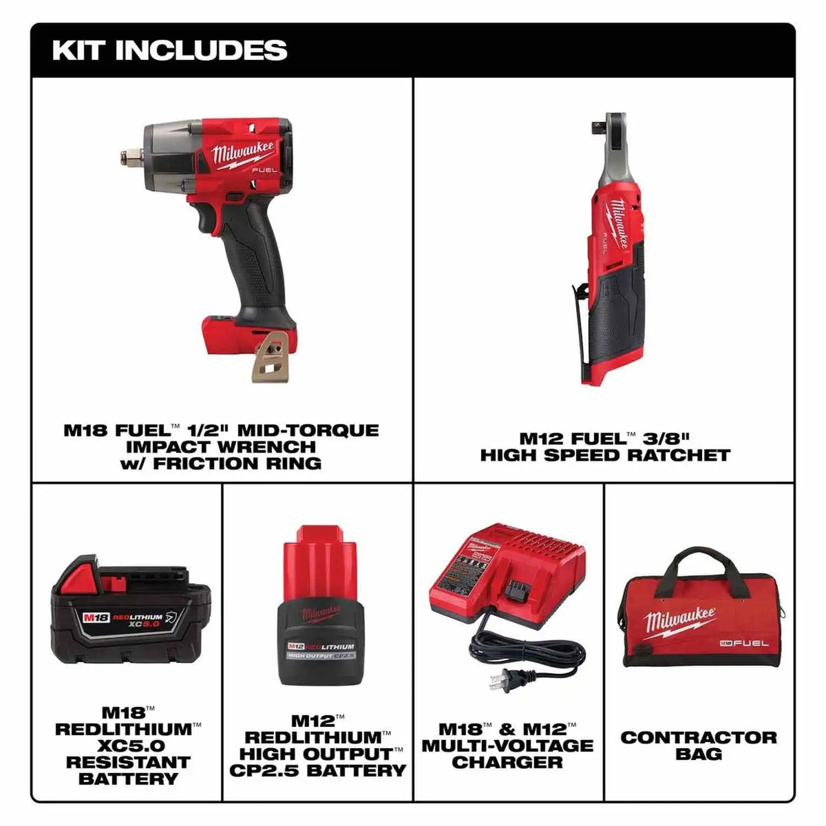 Milwaukee 3890-22 M18 Fuel & M12 Fuel 2-Tool Combo Kit