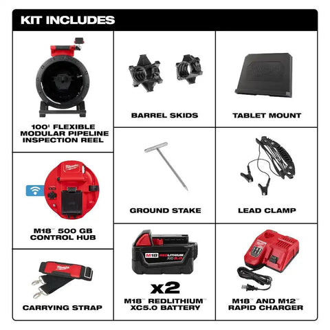 Milwaukee 3972-22 M18 100' Flexible Modular Pipeline Inspection System