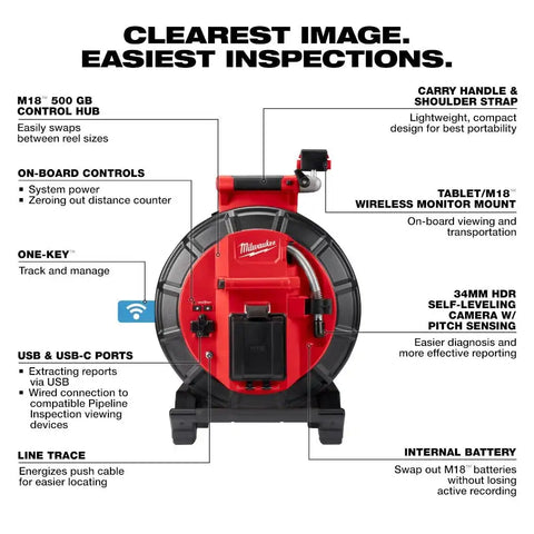 Milwaukee 3973-22 M18 120' Mid-Stiff Modular Pipeline Inspection System