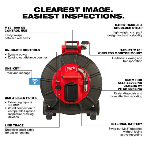 Milwaukee 3974-22 M18 200' Stiff Modular Pipeline Inspection System
