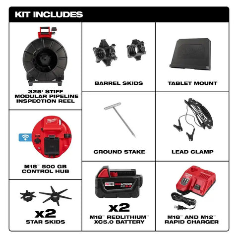 Milwaukee 3976-22 M18 325' Stiff Modular Pipeline Inspection System