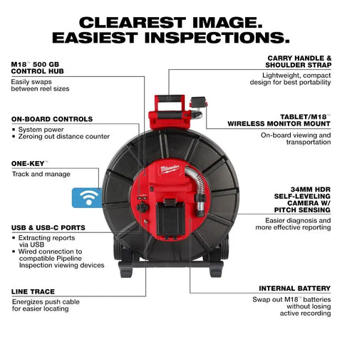 Milwaukee 3976-22 M18 325' Stiff Modular Pipeline Inspection System