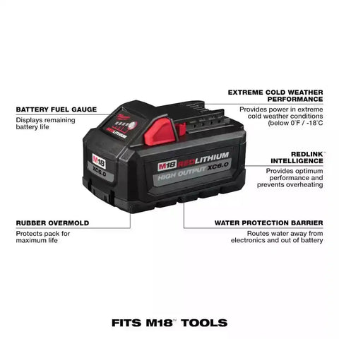 Milwaukee 48-11-1856 M18 18-Volt Lithium-Ion (1) High Output 6.0Ah Battery and (2) 5.0Ah Battery (3-Pack)