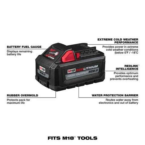 Milwaukee 48-11-1865 M18 REDLITHIUM High Output XC6.0 Battery Pack