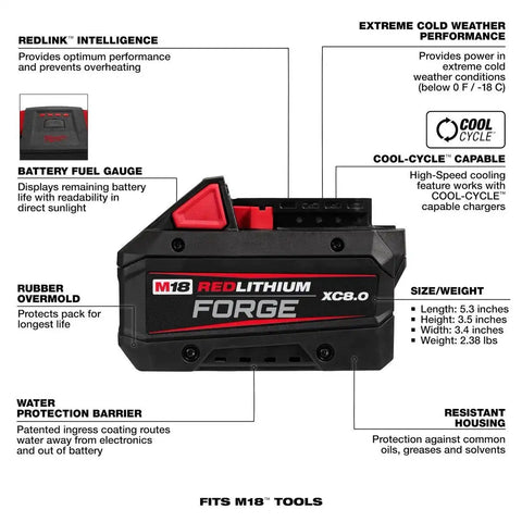 Milwaukee 48-11-1883 M18 REDLITHIUM FORGE XC8.0 8.0Ah Battery Pack (10 Pack)