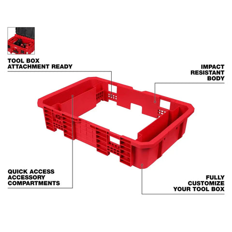 Milwaukee 48-22-8029 PACKOUT Tool Box Attachment Ready Tray with Accessory Compartments 19.84 in. x 13.11 in. x 4.41 in. (1 Each)