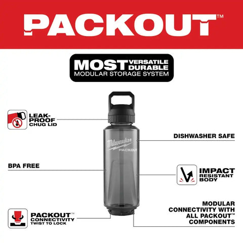 Milwaukee 48-22-8373B PACKOUT 48oz Bottle with Chug Lid - Black
