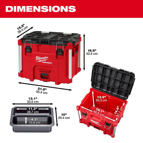 Milwaukee 48-22-8423 PACKOUT XL Tool Box 22.6 in. W x 16.46 in. L x 17.95 in. H