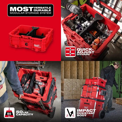 Milwaukee 48-22-8438 PACKOUT Low-Profile Crate with Dividers 18.63 x 14.75 x 6.75"