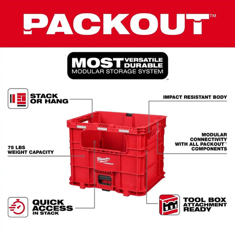 Milwaukee 48-22-8439 PACKOUT XL Crate Modular Tool Storage with 75 lb Capacity