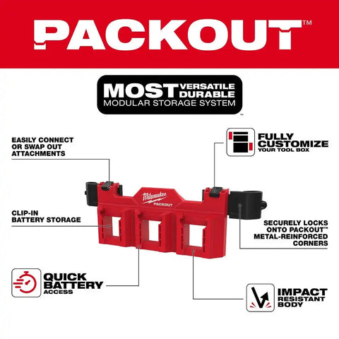 Milwaukee 48-22-8603 PACKOUT Tool Box M18 Battery Rack Attachment