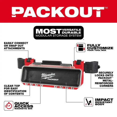 Milwaukee 48-22-8611 PACKOUT Tool Box Magnetic Bin Attachment with Clear Lid