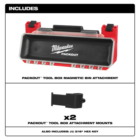 Milwaukee 48-22-8611 PACKOUT Tool Box Magnetic Bin Attachment with Clear Lid