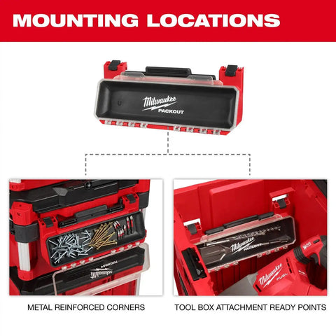 Milwaukee 48-22-8611 PACKOUT Tool Box Magnetic Bin Attachment with Clear Lid