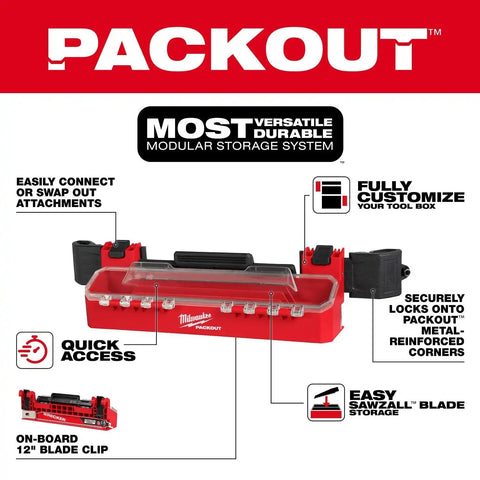 Milwaukee 48-22-8612 PACKOUT Accessory Case Attachment with 12 in. Blade Clip for Sawzall Blades